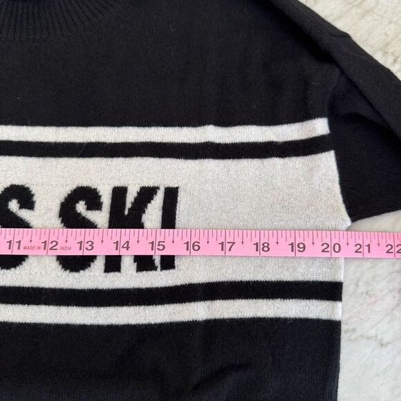 Aspen 100% cashmere Apres Ski black/white sweater size L NWT - Picture 5 of 6
